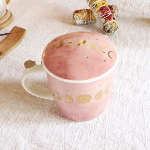 Tasse à thé Phases de Lune avec filtre - Rose