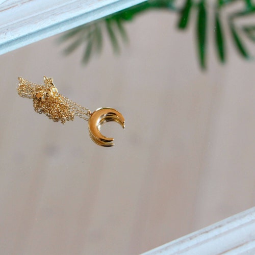 Stainless Steel Moon Necklace - 18k shops Gold Plated