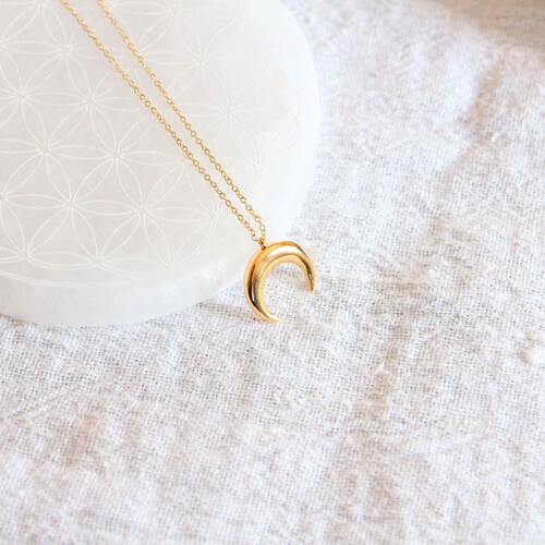 Stainless Steel Moon Necklace - 18k shops Gold Plated