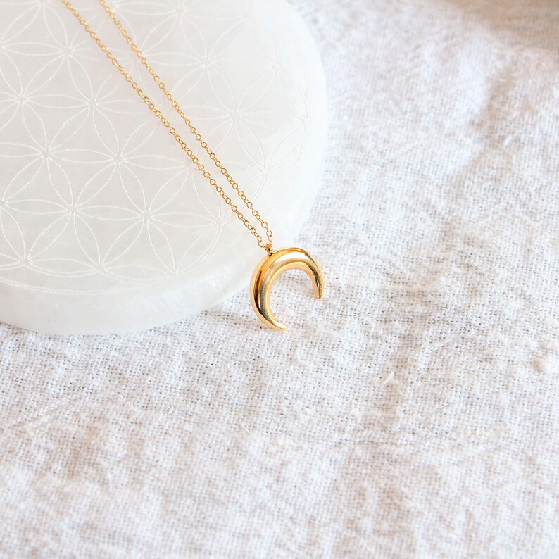 Stainless Steel Moon Necklace - 18k shops Gold Plated