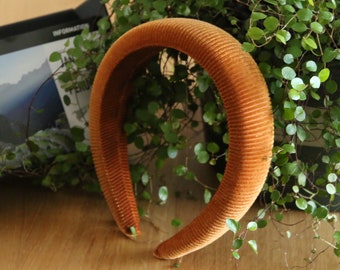 Caramel Velvet Padded Headband: Thick Elegant Hairband