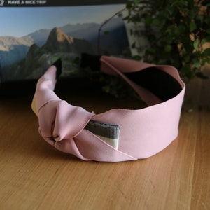 Pink headband with side bow,Side bowknot headband,Pink hair band with side bow,Stylish wide headband with side bow,Side knot headband