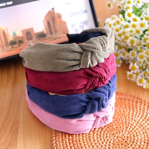 Corduroy Top Knot Headband: Soft Knotted Hair Accessory