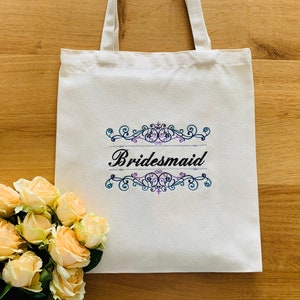Embroidered Bridesmaid Tote Bag: Personalized Wedding Party Gift