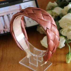 Pink Satin Headband,Wide Woven Headband,Pink Braided Headband,Braid Headband,Chunky Headband,Matador Headband,Stylish Wide Headband