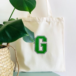 Embroidered Initial Canvas Tote Bag: Personalized Monogram