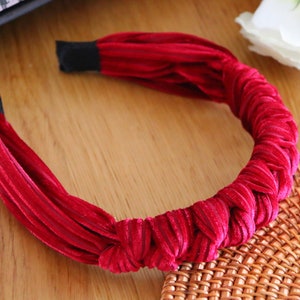 Rose Red Velvet Braided Headband,Red Velvet Headband,Knotted Headband,Crown Headband,Valentine Headband,Red Headband For Women