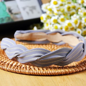 Braided thin headband with 5 colors,Stripe fabric narrow braid hairband,Black trendy women hair accessory,Stylish spring thin Alice band