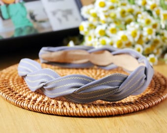 Braided thin headband with 5 colors,Stripe fabric narrow braid hairband,Black trendy women hair accessory,Stylish spring thin Alice band