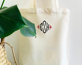 Monogrammed Tote Bag,Personalized Tote Bag,Embroidery Tote Bag,Embroidery Initial Tote Bag,Canvas Tote Bag,Custom Tote Bag,Name Tote Bag