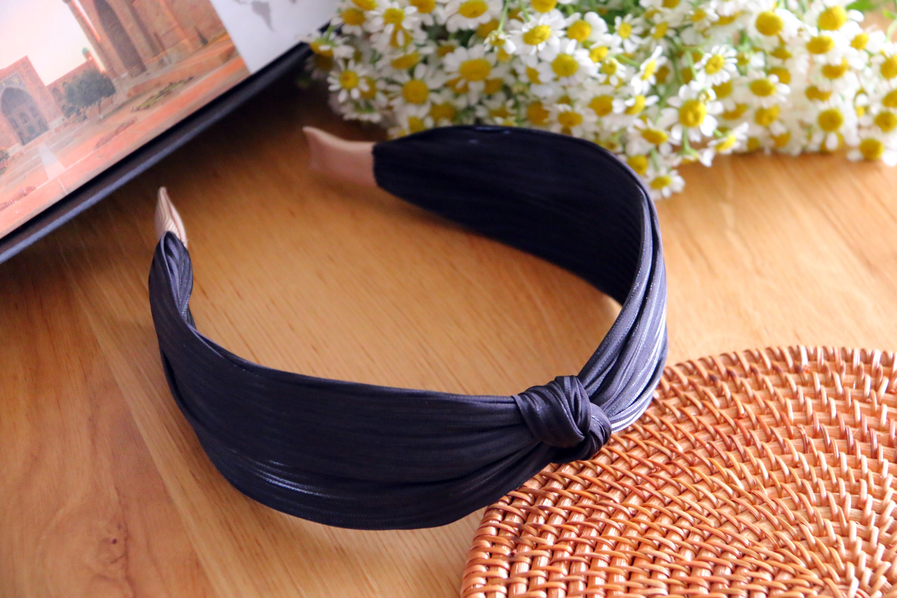 Black top knot headband6 colors knotted headbandWomen Etsy