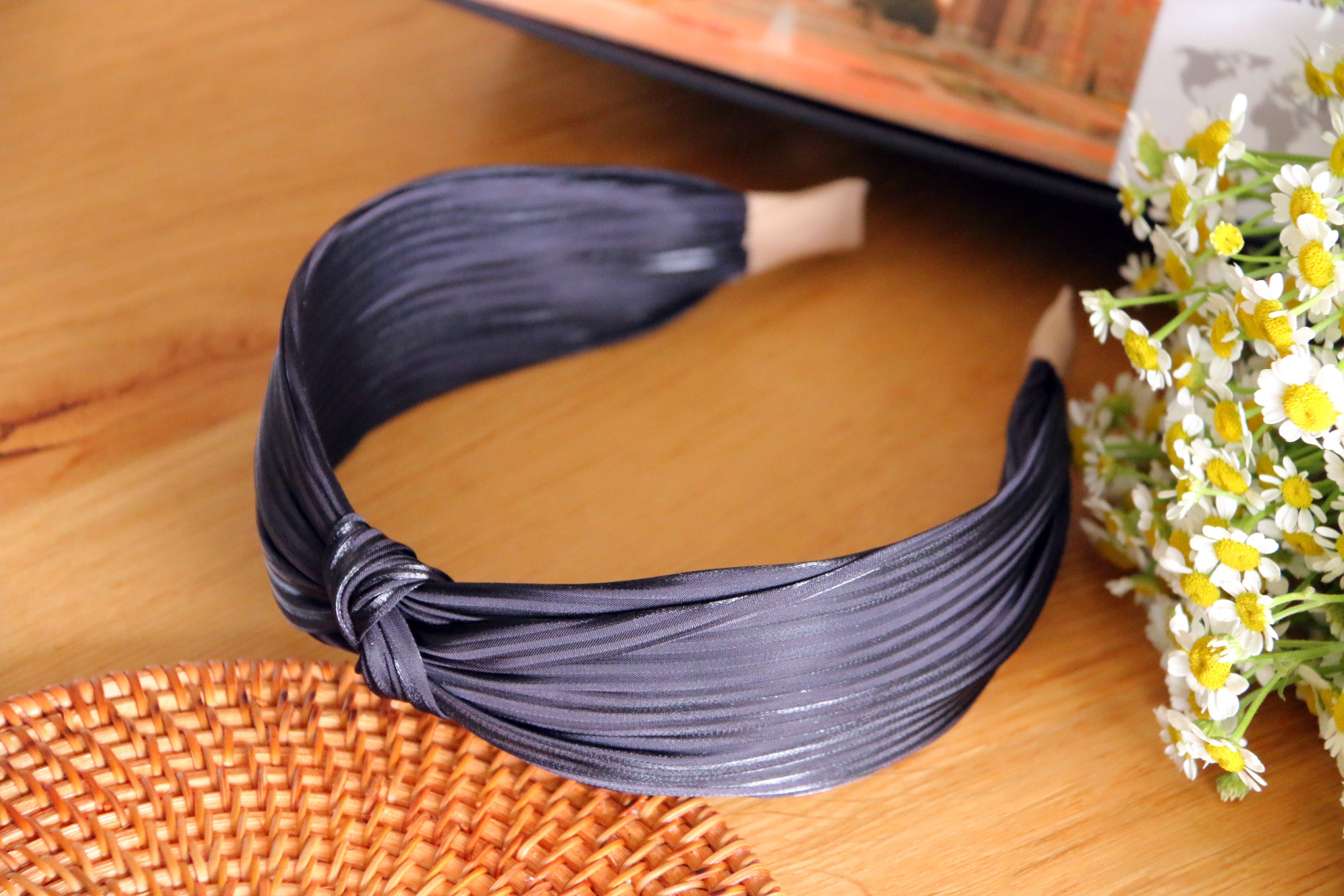 Black top knot headband6 colors knotted headbandWomen Etsy