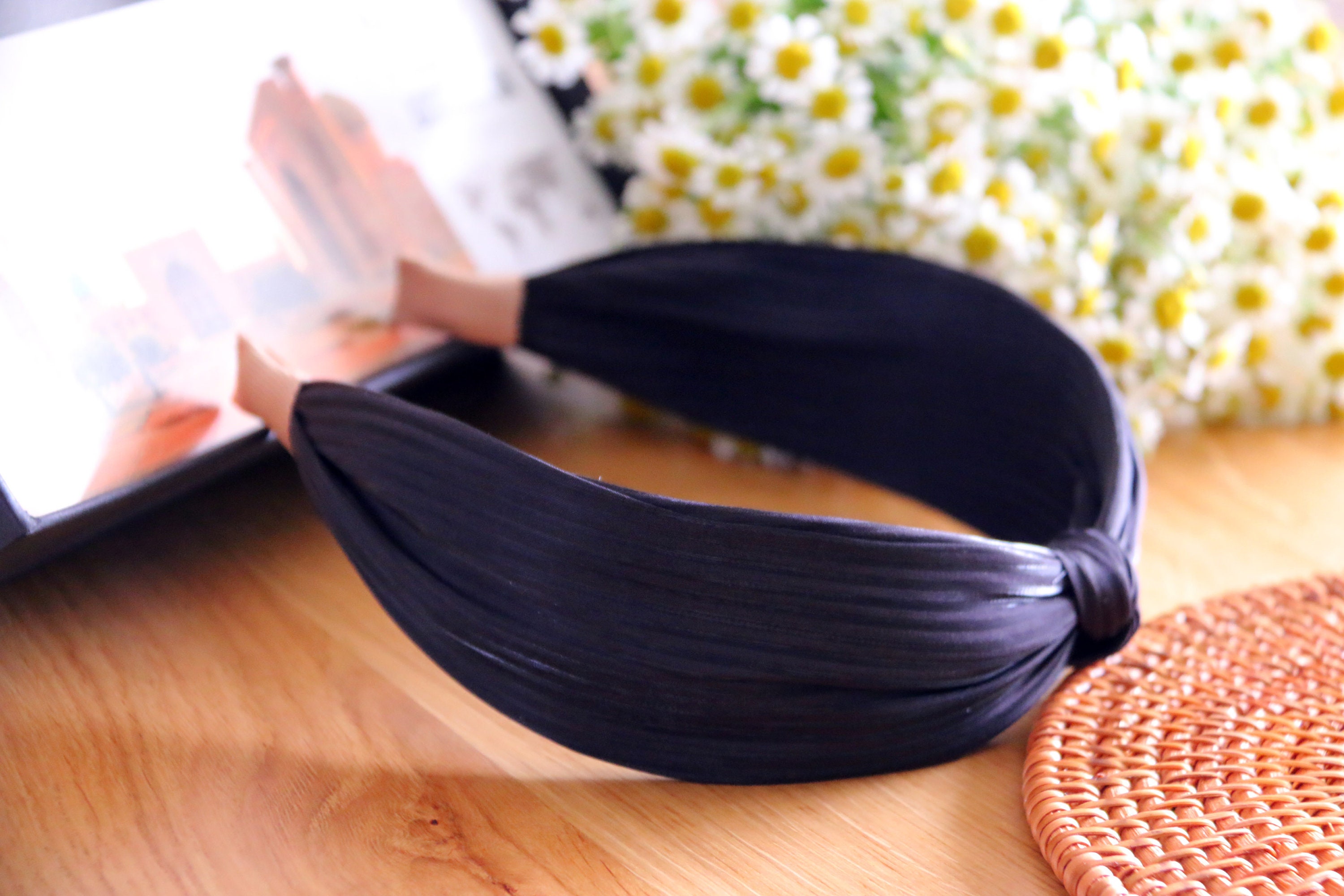 Black top knot headband6 colors knotted headbandWomen Etsy