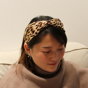 Leopard Print Twist Headband: Wide Knot Hairband