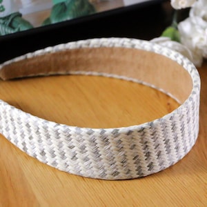 Mosaic Alice Band,Gray&White Straw Headband,Wide Headband,Woven Headband,Thin Headband,Raffia Hair Band,Spring Plaid Headband,Large Headband