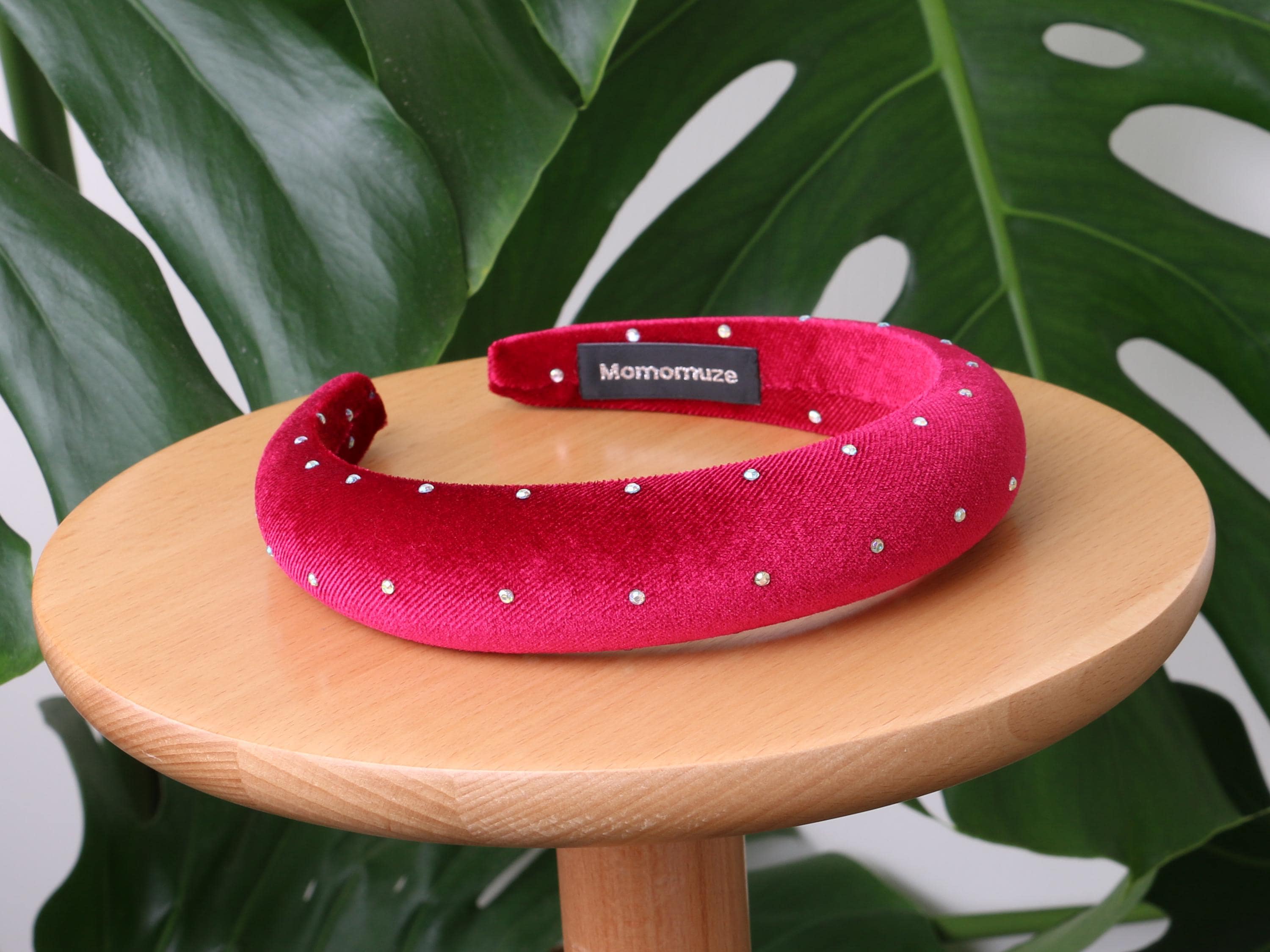 Padded Velvet Headband: Rhinestone Hairband, Various Colors 