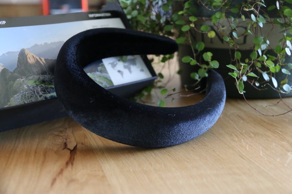 Black Velvet Padded Headband: Elegant Thick Hairband - Etsy display picture 1