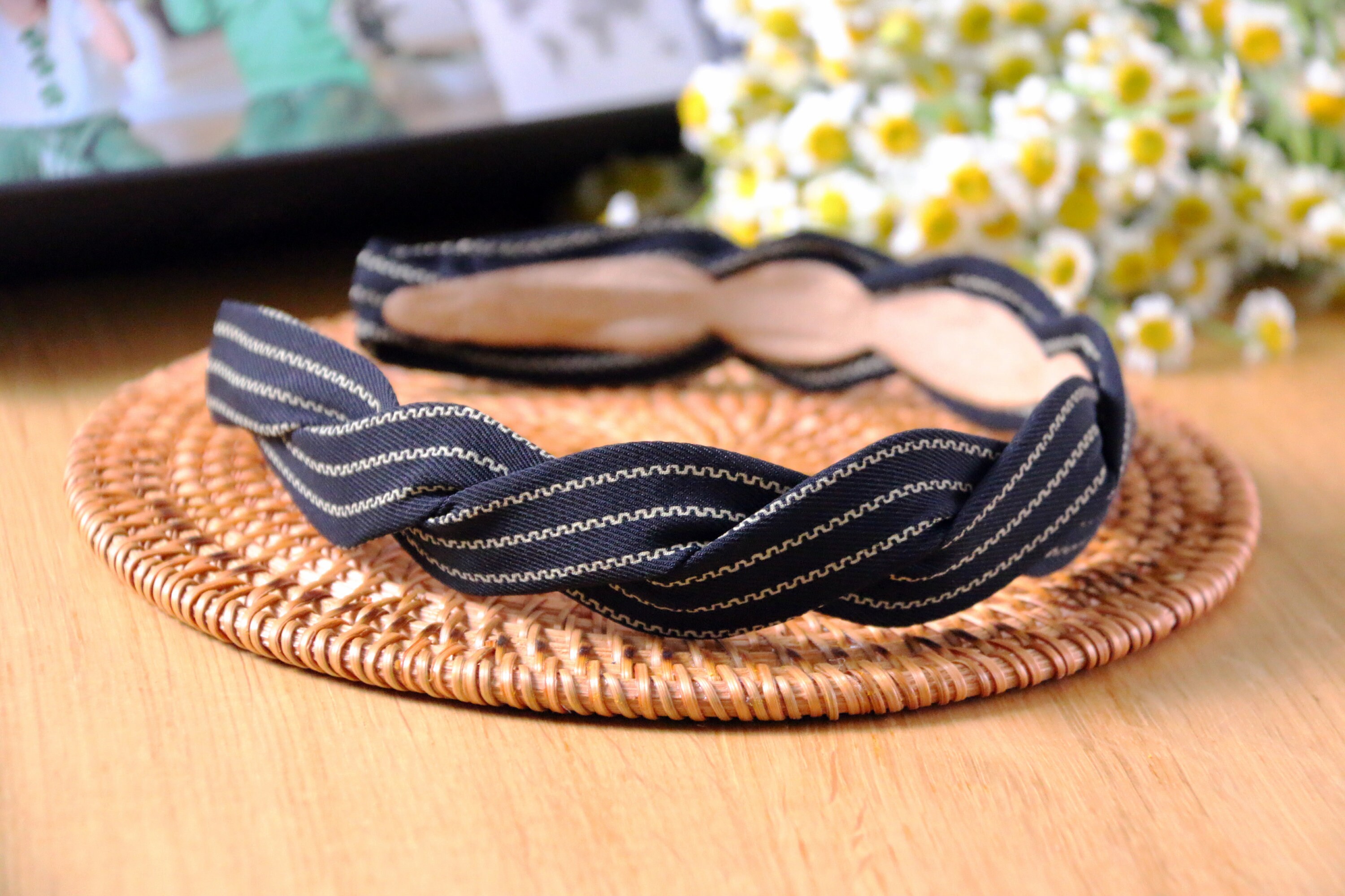 Braided Thin Headband With 5 Colors,stripe Fabric Narrow Braid Hairband