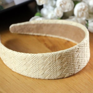 Beige Straw Flat Headband,Beige Straw Aliceband,Boho Headpiece,Raffia Headband,Wide Headband,Woven Headband,Thin Headband,Summer Hair Band