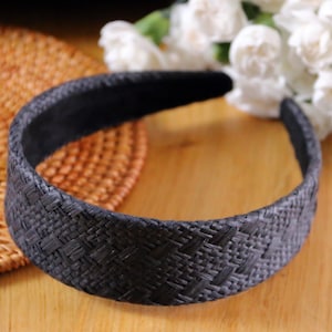 Black Alice Band,Black Straw Headband,Raffia Headband,Wide Headband,Woven Headband,Thin Headband,Summer Holiday Headband,Basic Headband