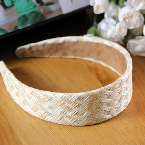 Beige Alice Band,Plaid Straw Headband,Thin Headband,Woven Headband,Wide Headband,Rattan Headband,Spring Headband,Basic Raffia Headband