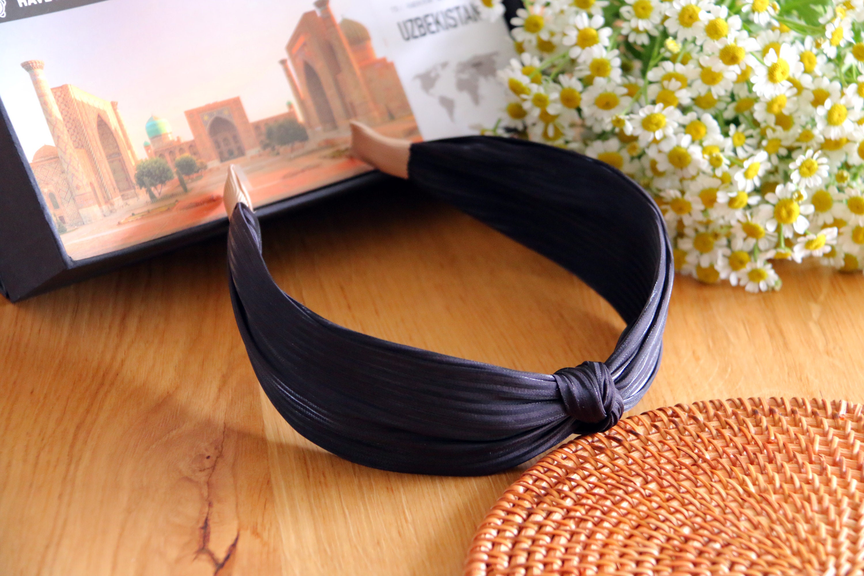 Black top knot headband6 colors knotted headbandWomen Etsy