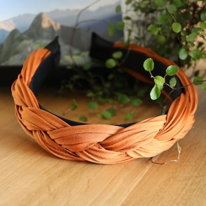 Orange Braided Fabric Headband: Vintage Style Hairband