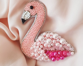 Handmade Flamingo Brooch, Fashion Accesories, Beaded Brooch