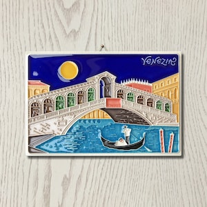 Creazioni Luciano, VENEZIA, Venice, Italy Landscape, Souvenir (cm 10 x 15) (4&quot;x 6&quot;) in Relief Ceramic, Handmade in Italy.