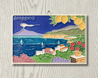 Luciano Creations, SORRENTO, Italy Landscape, Souvenir (cm 10 x 15) (4&quot;x 6&quot;) in Relief Ceramic, Handmade in Italy.