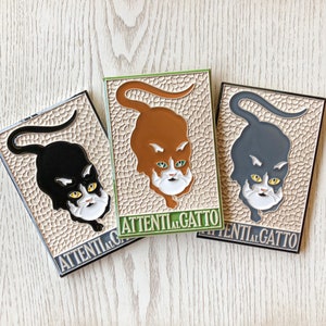 Luciano Creations, BEWARE OF THE CAT (cm10x15) (4&quot;x6&quot;) aus Reliefkeramik, handgefertigt in Italien.