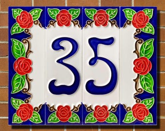 Creazioni Luciano, Numeri Civici/Lettere Civiche "LIBERTY" (cm 4,7 x 15) (1,8'' x 5,9'') in Ceramica a rilievo, Handmade in Italy.