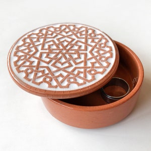 Creazioni Luciano, Jewelery box / JEWEL CASE (Ø 9 cm x h 3,5 cm) in "Terracotta", Favors, Handmade in Italy