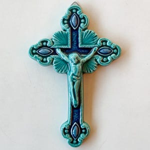 Luciano Creations, CRUCIFIX, Relief ceramic crucifix (cm 10 x 15) (5&quot;x7&quot;) (LAST STOCKS) Handmade in Italy.