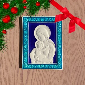 Creazioni Luciano, MADONNA, Mother Mary, Bas relief, bassorilievo (cm 12x15) in Ceramica a rilievo, Regali per Natale, Handmade in Italy