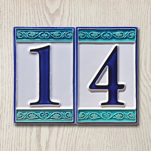 Luciano Creations, House Numbers/House Letters "GRECA" (cm 7 x 11) (2.7'' x 4.3'') in relief Ceramic, Handmade in Italy.