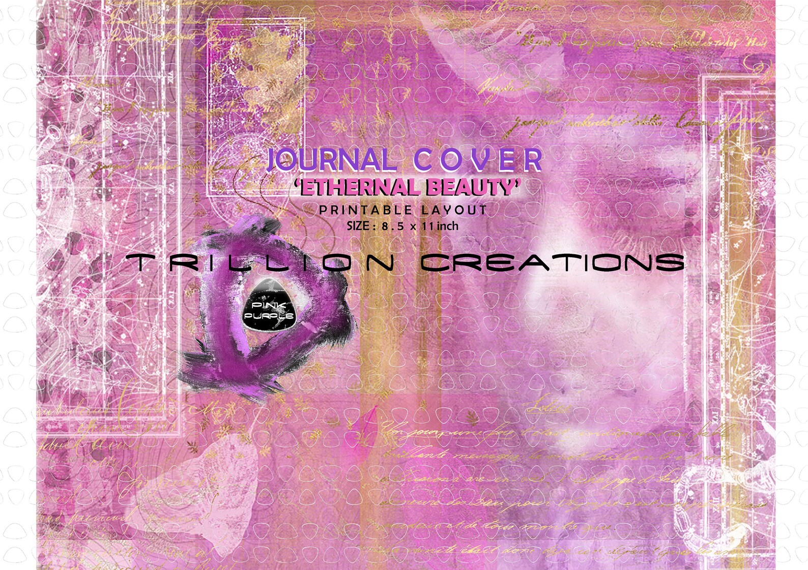 Printable JOURNAL COVER Digital Design Paper Downloadable Etsy