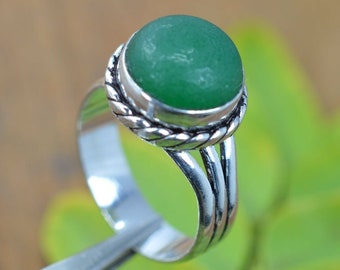Green Onyx Ring, 925 Sterling Silver, Split Band Ring, Engagement Ring, Healing Gemstone, Statement Ring, Designer Ring, Women Jewelry