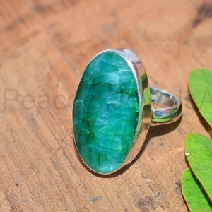 Indian Emerald Ring, 925 Sterling Silver, Oval Gemstone, Simple Ring, Statement Ring, Green Gemstone, Silver Jewelry, Ring For Women, Silver