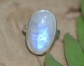 Moonstone Ring, Unisex Ring, 925 Sterling Silver, Daily Wear Ring, Natural Gemstone, Ready To Ship, Oval Gemstone, Bohemian Ring, Gift Him