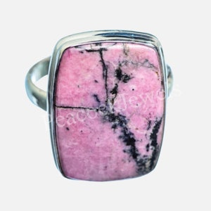 Pink Rhodonite Ring, Cushion Rhodonite, Rhodonite Jewelry, Natural Gemstone, Made For her, Gift, Can Be Personalized, Sale image 1