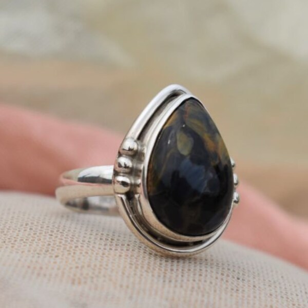 •PIETERSITE - TEAR• simple band silver ring (size 10)
