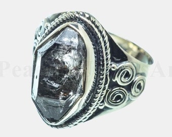 Natural Dimaond Ring, Herkiemer Diamond, Diamond Jewelry, Handmade Ring, Artisan Ring, Boho Ring, Dainty Ring, Christmas Gift Ring, Mom Gift