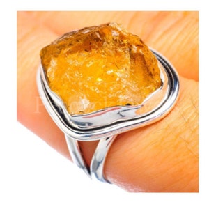 Artisan Citrine Silver Ring, Citrine Jewelry, Birthday Gift, Womens Ring, Gift for her, Statement Ring, New Year Gift, Yellow Citrine Ring