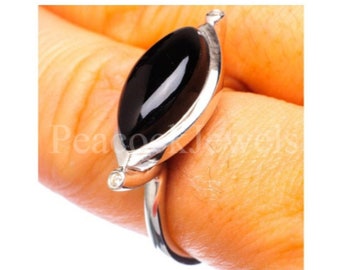 Black Onyx Ring, Black Gemstone Ring, Marquise Ring, Artisan Ring, Silver Ring, Boho Ring, Statement Ring, Womens Ring, Christmas Sale, Gift