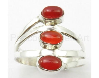 Carnelian Wedding Ring, MultiStone Ring, 925 Sterling Silver, Statement Ring, Natural Gemstone, Unique Ring, Healing Stone, Ready To Ship