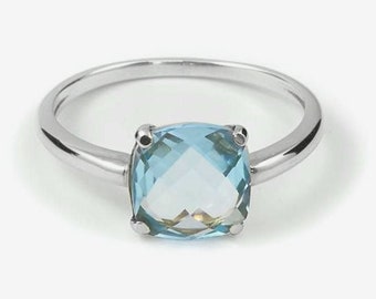 Details about / Certified Natural Blue Topaz 925 Sterling Silver Ring Adjustable Women Gift