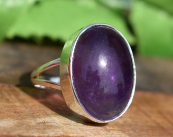 Handmade Amethyst Ring, Purple Gemstone Ring, Oval Amethyst Ring, Split Band Ring, Gift For Her, Christmas Sale, Amethyst Jewelry, Sale Ring