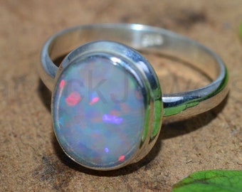 African Opal Ring, 925 Sterling Silver, Natural Gemstone, Simple Ring, Statement Ring, Unisex Ring, Affordable Ring, Ready To Ship