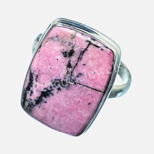 Pink Rhodonite Ring, Cushion Rhodonite, Rhodonite Jewelry, Natural Gemstone, Made For her, Gift, Can Be Personalized, Sale image 2